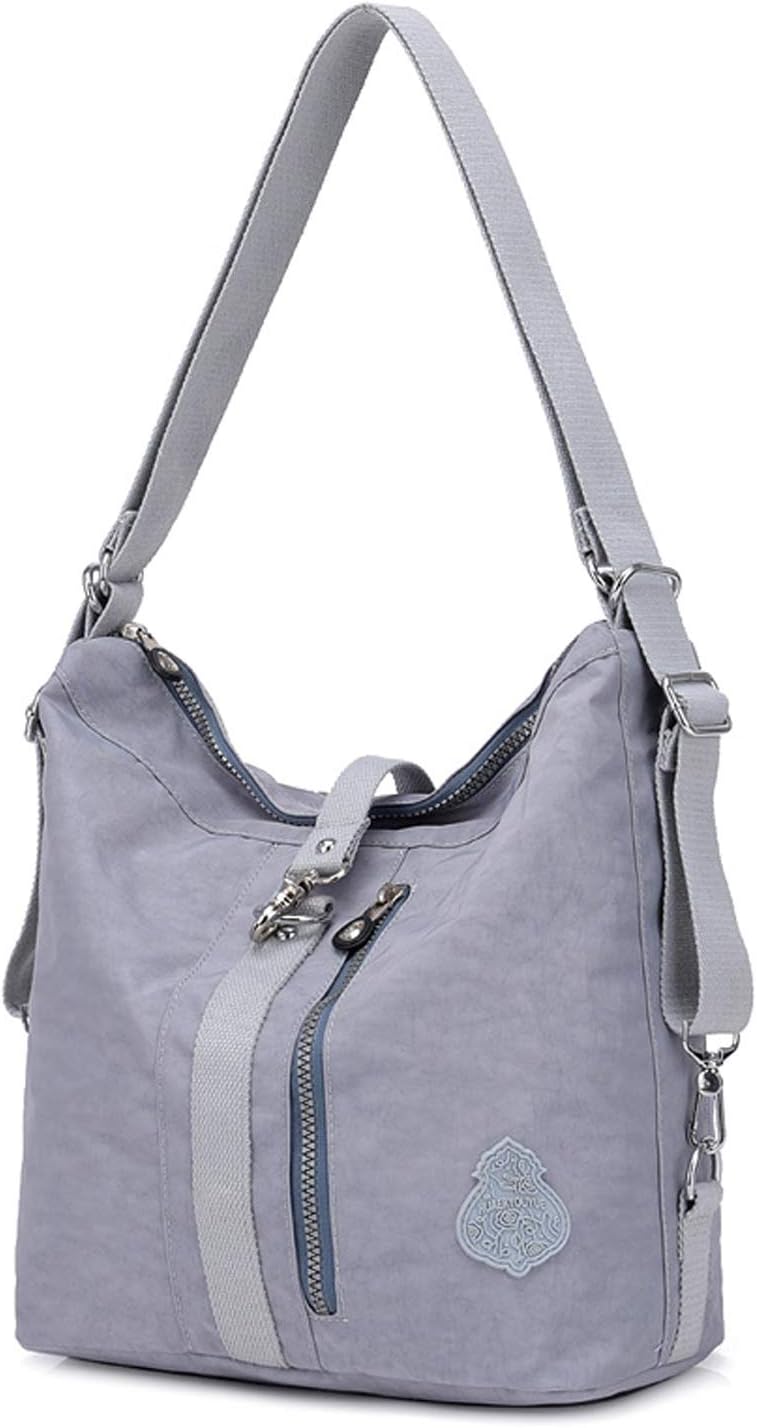 OutreoWomen Shoulder Bag Handbag Casual Backpack Girls Messenger Bag for Sport Satchel Travel Daypack Crossbody Cross Body Bag Nylon (Gray)