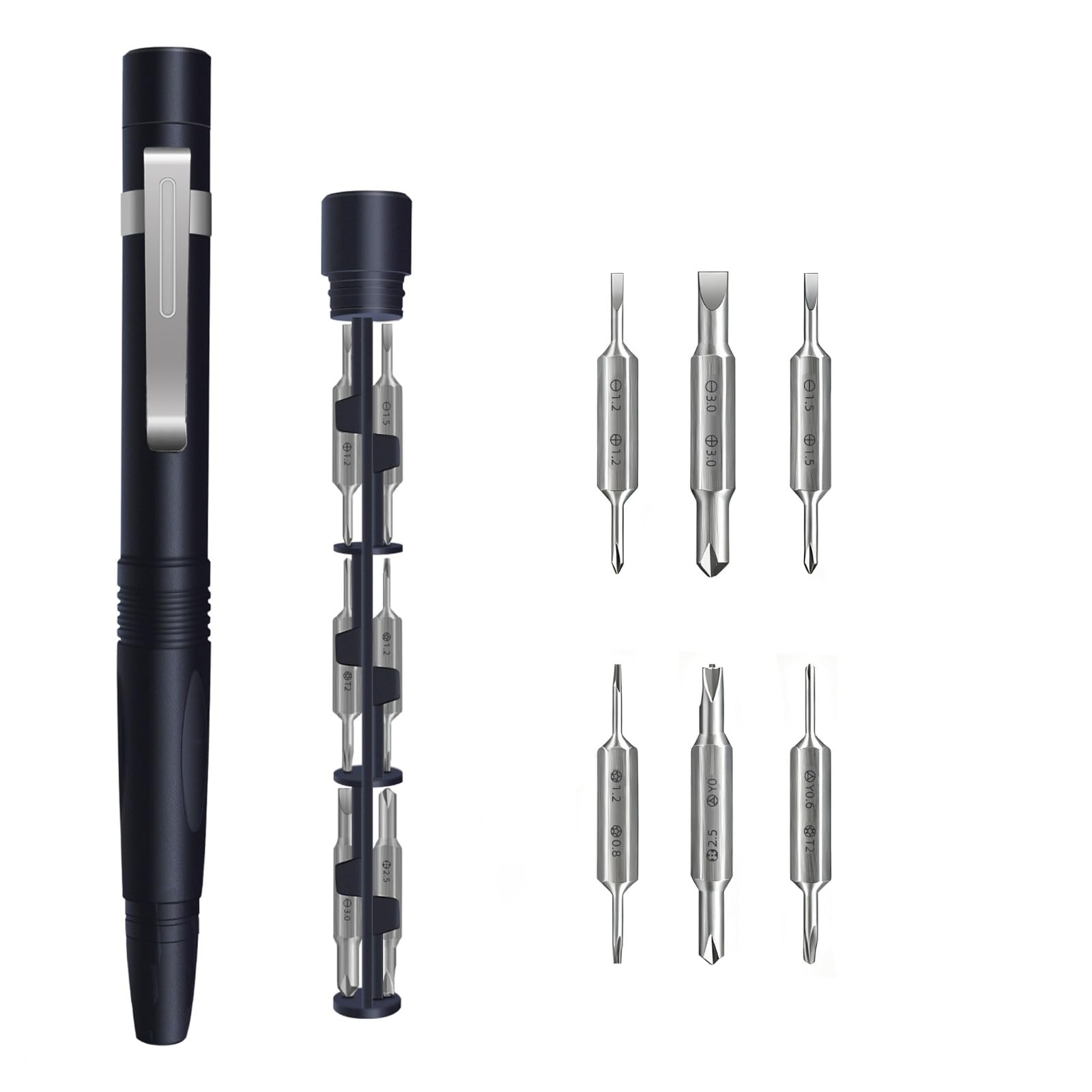 Photo 1 of 13 in 1 Magnetic Precision Screwdriver Pen, Aluminum EDC Mini Screwdriver Set with 6 Double-Ended Bits, Hidden Storage Design for Eyeglasses, Watches, iPhone, Laptop & Electronics Repair (13IN1-Grey)