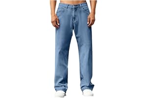 Stretchy Baggy Jeans for Mens Wide Leg Casual Relaxed Fit Denim Pant Straight Legs Fashion Comfort Jean with Pockets