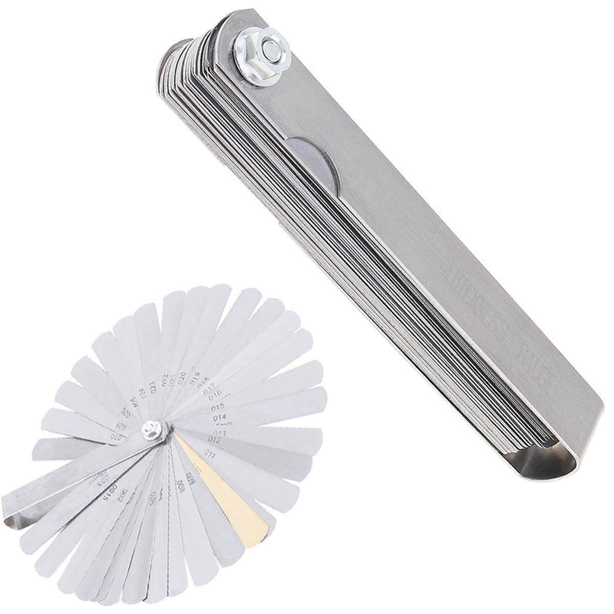 Alnicov 32-Blades Stainless Feeler Gauge Imperial Metric Guitar String Height Tool Measuring Luthier Tool