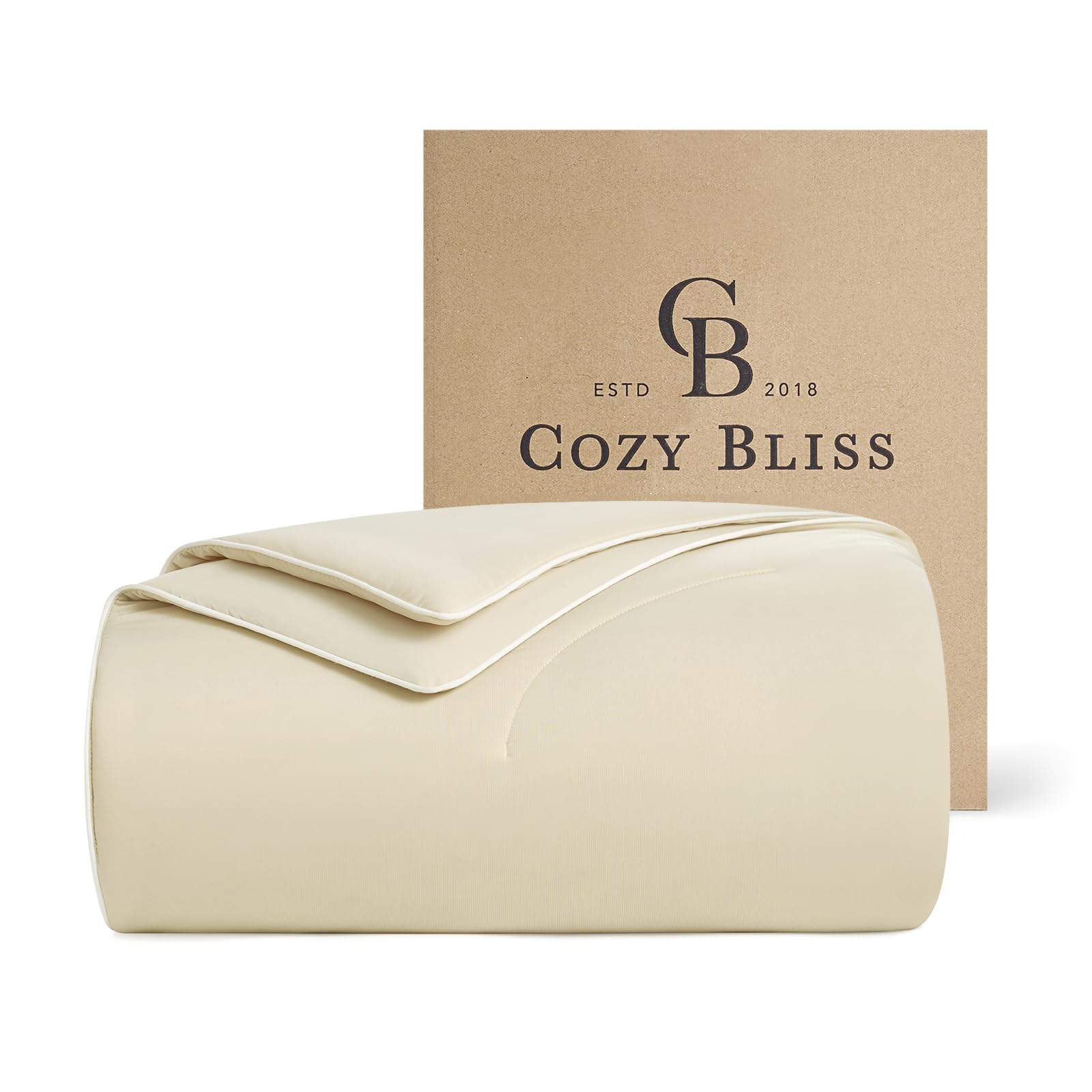 Photo 1 of Cozy Bliss Cooling Comforter King Size, Reversible Lightweight Cooling Blankets for Hot Sleepers and Night Sweats, Q-Max>0.45 Soft Breathable Silky Smooth Summer Comforter, Khaki, 106"x90"