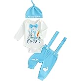Frietlebird Newborn Baby Boy Clothes Long Sleeve Romper and Pants Hat Infant Boy Coming Home Outfit 3Pcs