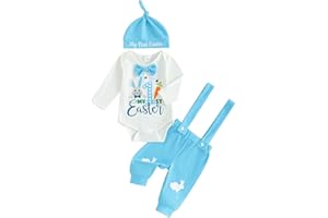 Frietlebird Newborn Baby Boy Clothes Long Sleeve Romper and Pants Hat Infant Boy Coming Home Outfit 3Pcs