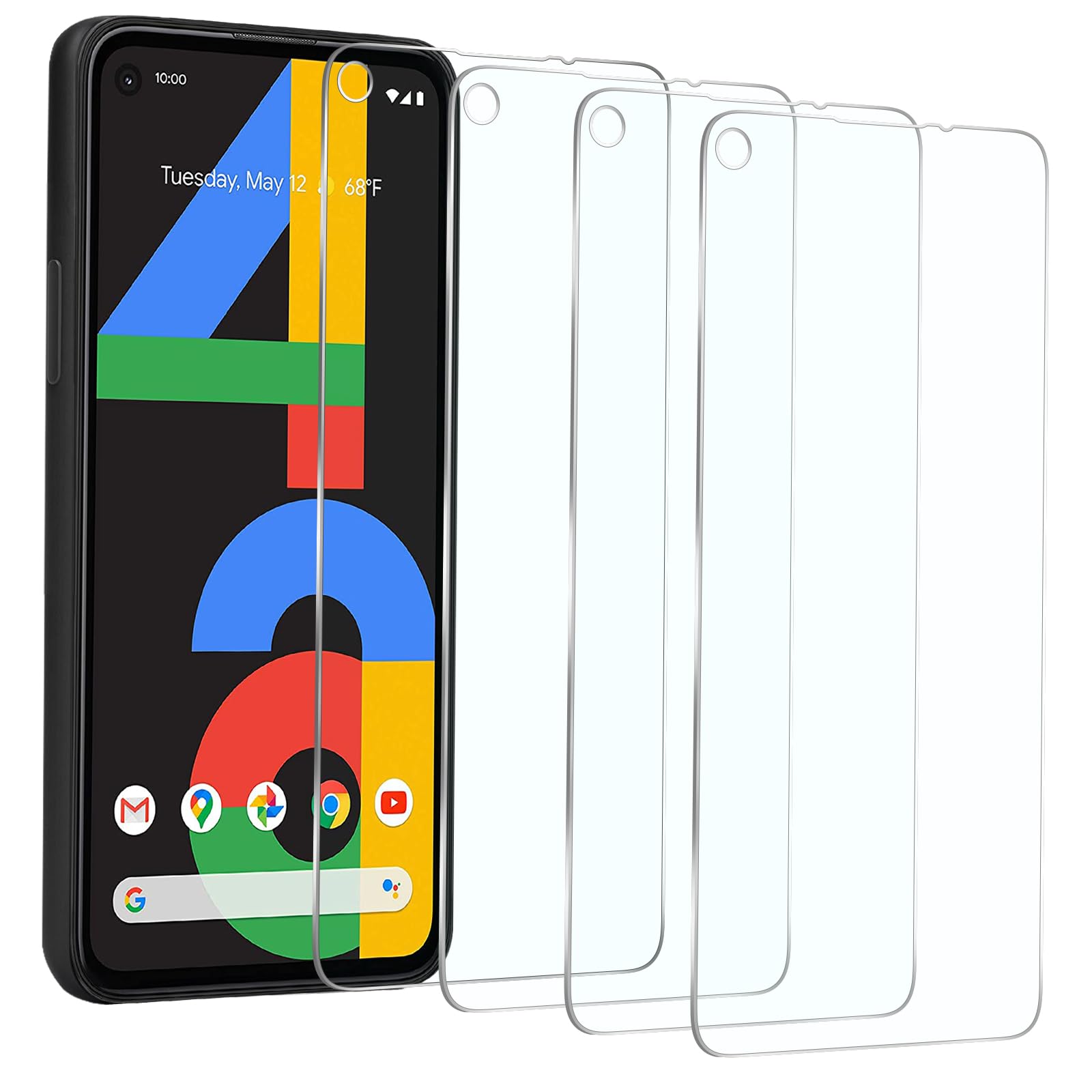 Photo 1 of OMOTON [4 Pack] Screen Protector for Google Pixel 4a (Not Fit for 4a 5G), Scratch Resistant/Easy-Install/Bubble Free/Tempered Glass Screen Protector Compatible with Google Pixel 4a