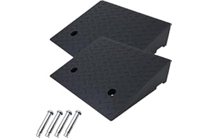 METFUIN 2 Pack 6'' Rise Rubber Curb Ramp Heavy Duty Loading Rubber Curb Ramps 3 Tons Driveway Ramp Car Slope Ramp for Loading Dock Bike Vehicle Warehouse Sidewalk Wheelchair (6" H)