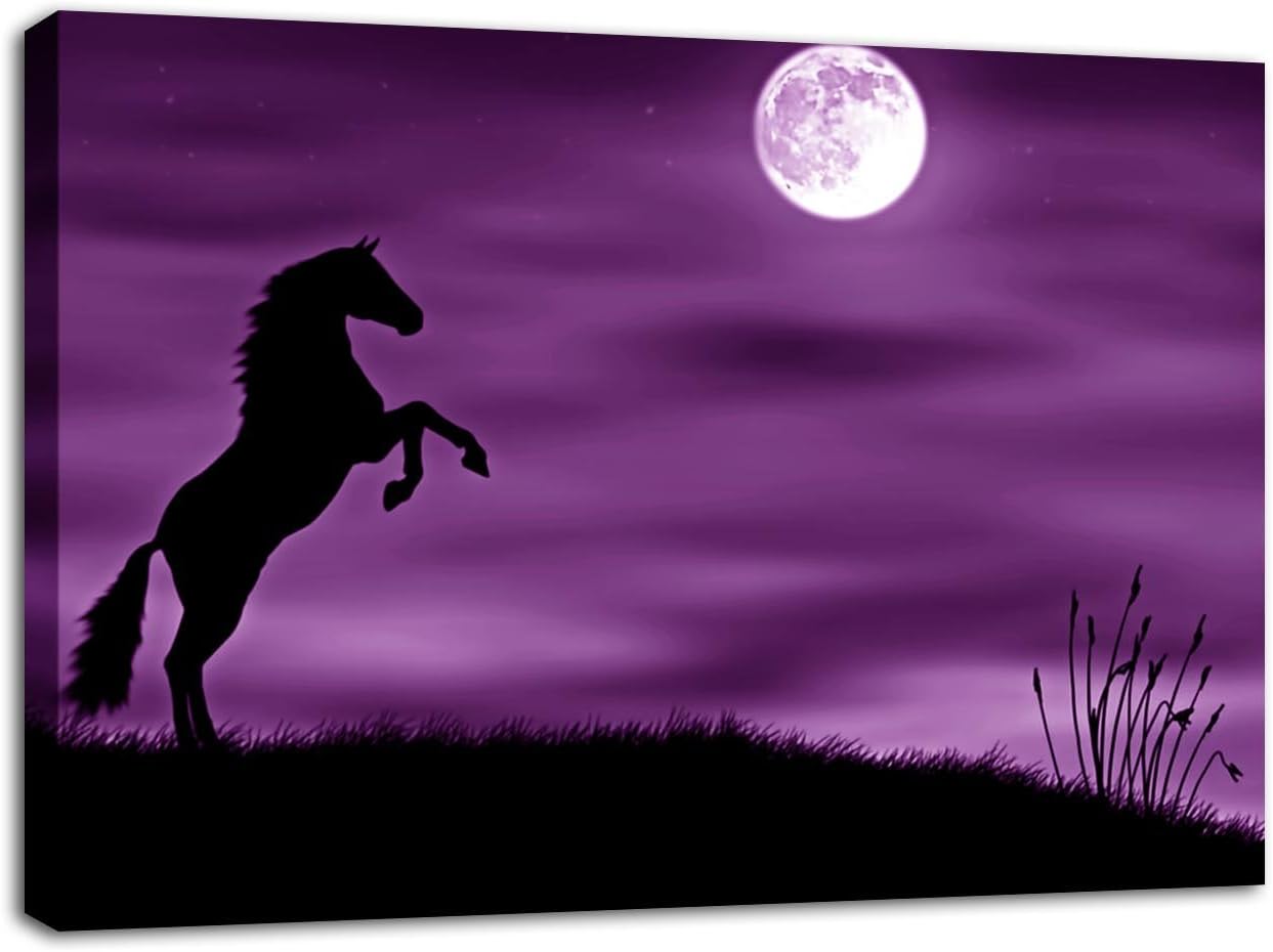 PURPLE CANVAS PICTURE HORSE DIGITAL ARTWORK A2 mounted and ready to