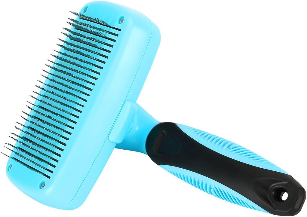 Pet Neat Self Cleaning Slicker Brush Effectively Reduces Shedding by Up to 95% - Professional Pet Grooming Brush for Small, Medium & Large Dogs and Cats, with Short to Long Hair