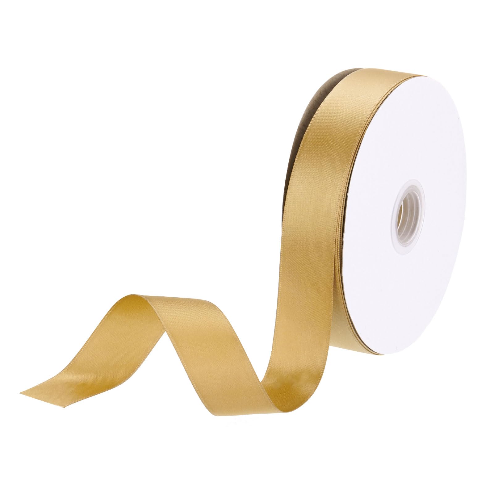 DMiotech 25mm Satin Ribbon 46m/150ft Thin Double Face Fabric Grosgrain Ribbon for Gift Wrapping Floral Hair Flower Bouquet, Dark Yellow