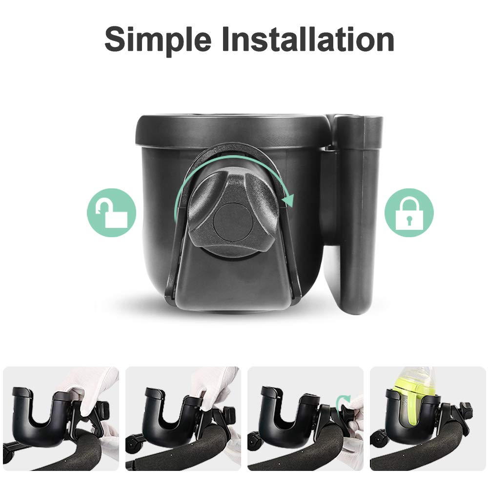Stroller Cup Holder, MOMSIV 2-in-1 Universal Cup Holder Rack Bottle Holder for Buggy Pushchair Wheelchair Bike and More: Baby