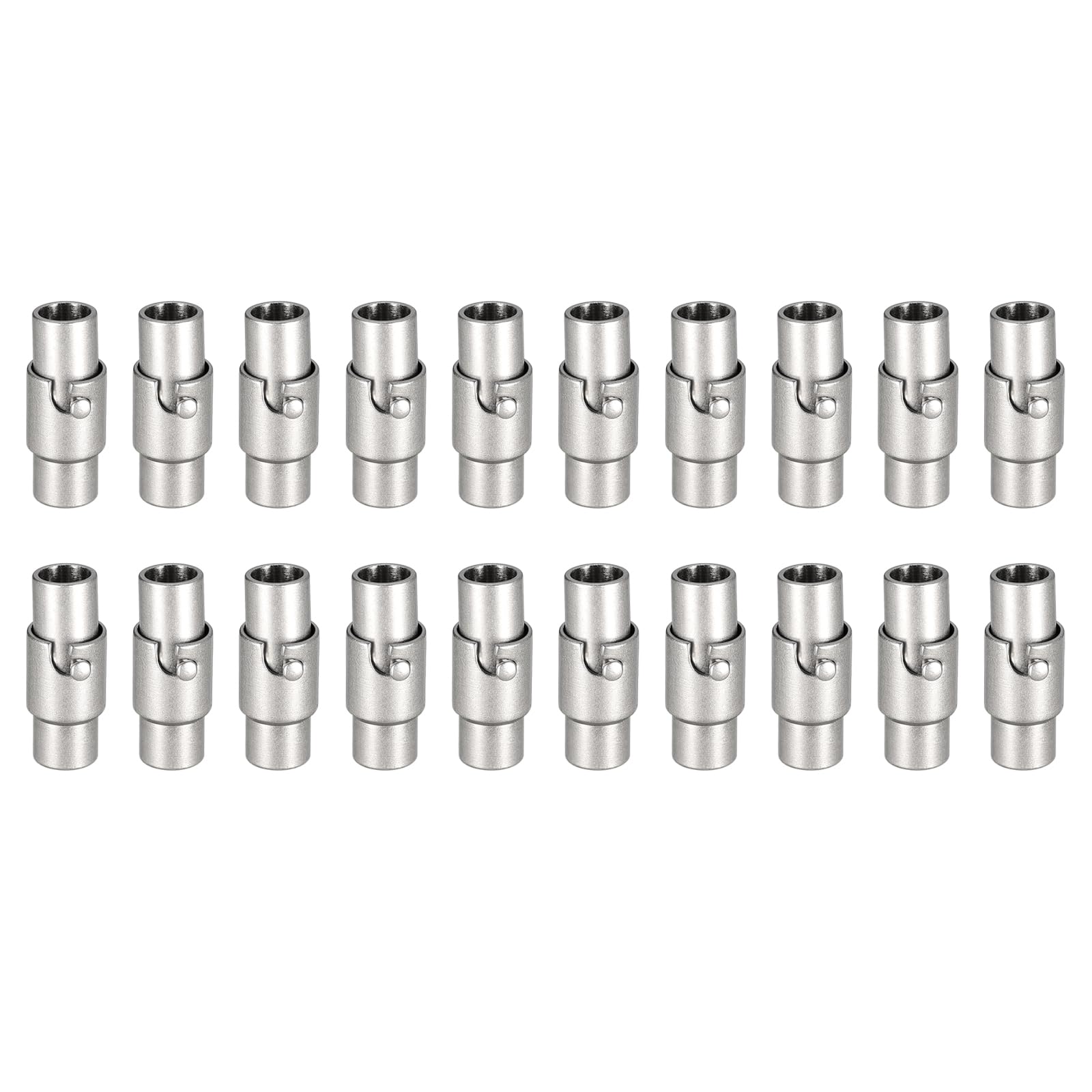 uxcell Leather Cord End Clasp, 20Pcs 4mm Hole Leather Clasps, Cord End Caps Closures Leather Cord Buckle for Jewelry Making DIY Supplies Crafts, Grey