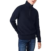 Boys Chunky High Neck Zip Sweater Kids Ribbed Pullover Jumper Winter Knit Tops Outfits