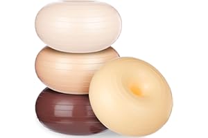 Libima 4 Pcs Flexible Seating for Classroom Inflatable Yoga Ball Chairs with Pump Donut Exercise Ball Chair Cushion Seat for Balance and Stability Training Home Office Gym Workout