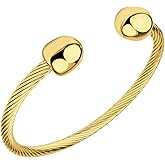 555Jewelry Flexible Twisted Wire Cable Open Cuff Bangle Bracelet for Men & Women