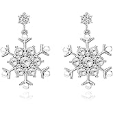 Christmas Snowflake Earrings for Women Crystal Rhinestone Snowflake Stud Earrings Hypoallergenic Charms Winter Fashion Dangle Earring Christmas Holiday Jewelry Gifts Costume Accessories