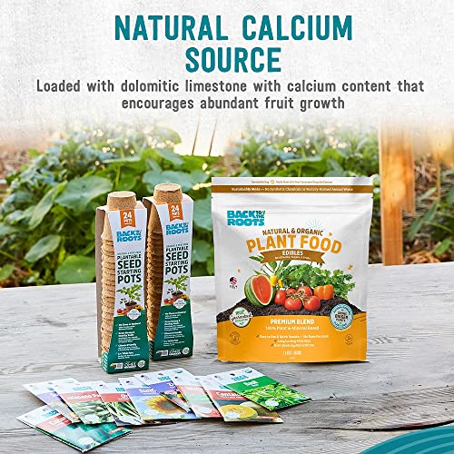 BACK TO THE ROOTS EDIBLES PLANT FOOD – ORGANIC, SUSTAINABLY-MADE GARDEN MADE WITH DOLOMITIC LIMESTONE, MYCORRHIZAE, AND KELP AND ALFALFA MEAL – 1.5 LB PREMIUM BLEND