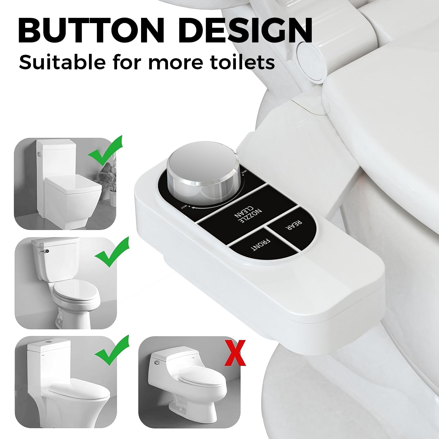 SAMODRA Non-Electric Bidet - Self Cleaning Dual Nozzle (Frontal and Rear Wash) Fresh Water Bidet Toilet Seat Attachment with Independent Adjustable Water Pressure (Classic Black/Silver)