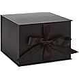 Hallmark Medium Gift Box with Lid and Shredded Paper Fill (Black 7 inch Box) for Weddings, Graduations, Birthdays, Father's Day, Groomsmen Gifts, All Occasion