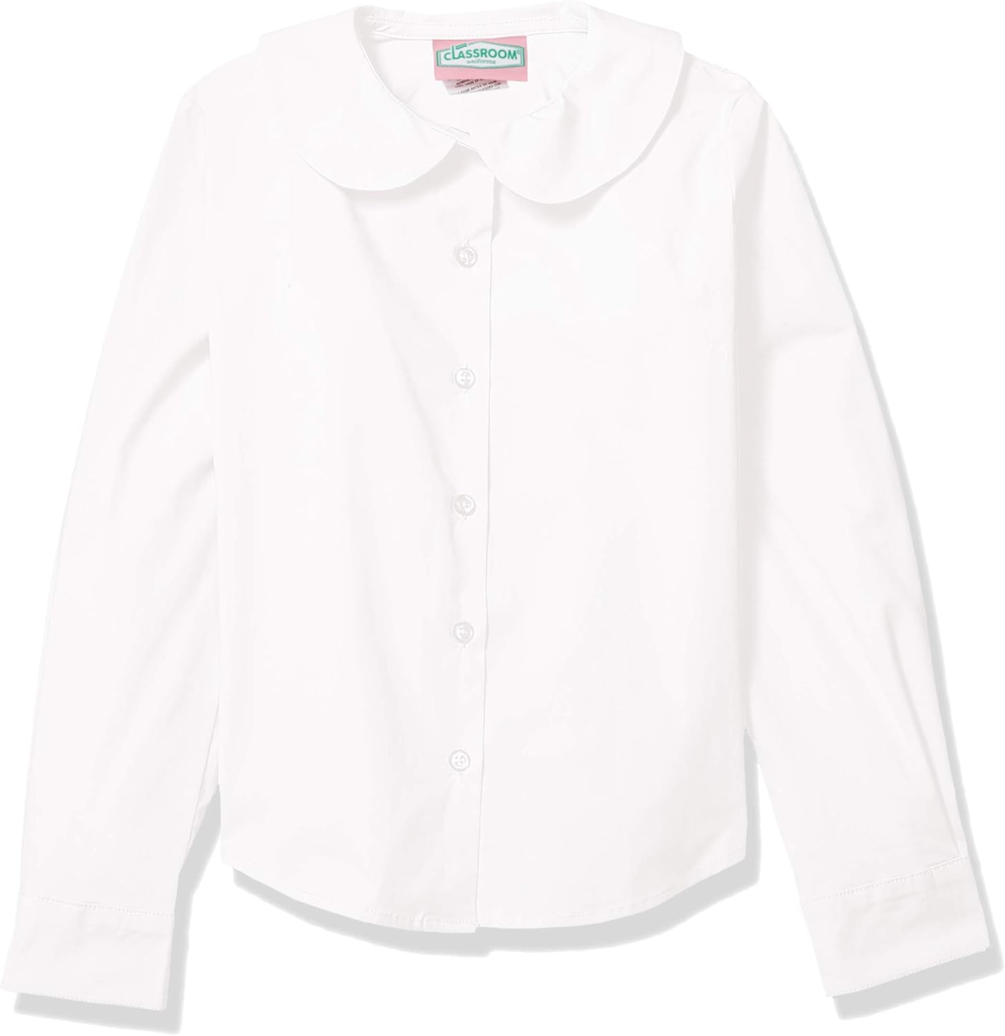 Classroom School Uniforms Girls' Big Long Sleeve Stretch Peter Pan Blouse: Clothing