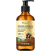 Yoken Organic Jojoba Oil Glass Bottle 8 fl oz, USDA Certified 100% Pure & Natural Jojoba Oil for Hair, Skin & Face, Cold Pressed Unrefined Hexane Free, Deeply Moisturizing Body Serum Oils for Gua Sha