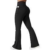 OQQ Yoga Pants Women High Waist Butt Lifting Casual Soft Leg Flared Bottoms with Pockets