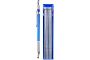 Welders Pencil - 12 Silver Streak Refills | 2.0mm Mechanical Marker | Durable Pencil with Built-in Sharpener for Marking on M
