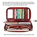 Tourark Women RFID Blocking Wallet Genuine Leather Zip Around Clutch Ladies Purse Wristlet (Wine Red Oil Wax Leather)