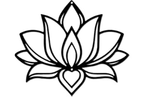 CREATCABIN Lotus Flower Metal Wall Art Iron Flower Wall Decor Hanging Black Hollow Out Lotus Silhouette Ornament Iron Sign fo