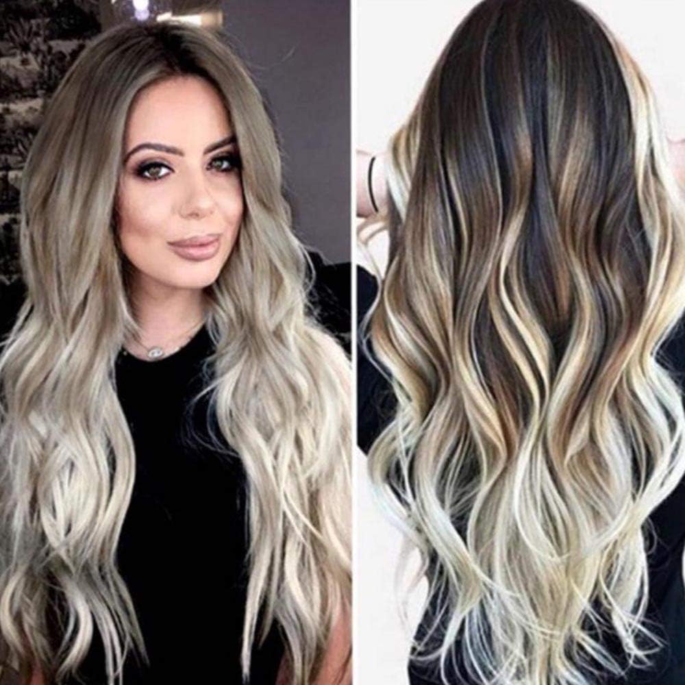 FORUU Wigs, 2020 Valentine's Day Surprise Best Gift For Girlfriend Lover Wife Party Under 5 Free delivery Sexy Gradient Black Party Wigs Long Curly Hair Mixed Colors Synthetic Wig