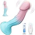 Women Sex Toys Dildo Vibrator -7.5” Silicone Realistic Dildos with Suction Cup for Women Vagina Anal Sex, 9 Vibration, Macaro