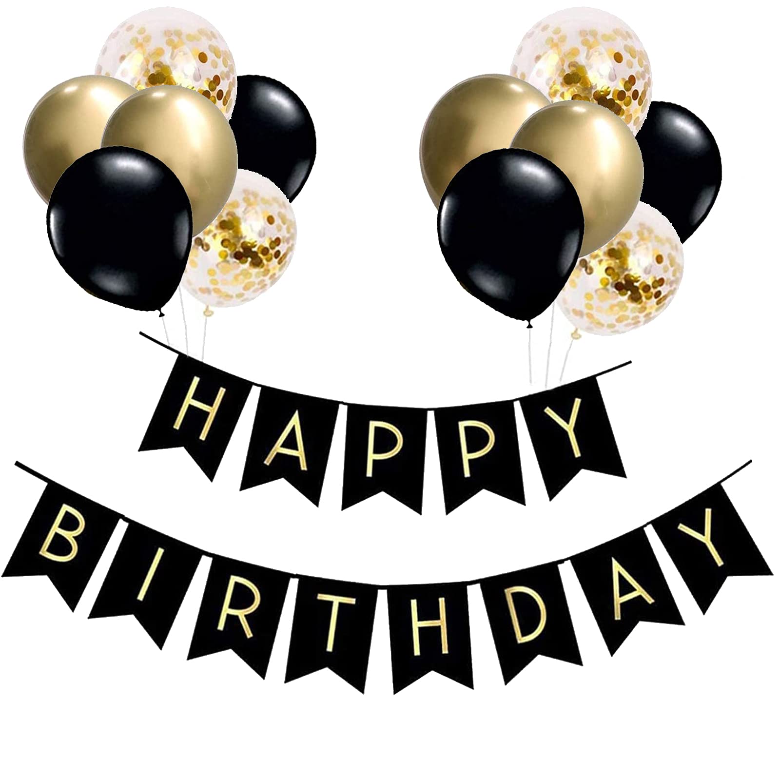 Black Gold Happy Birthday Banner Perfect for Party Decorations