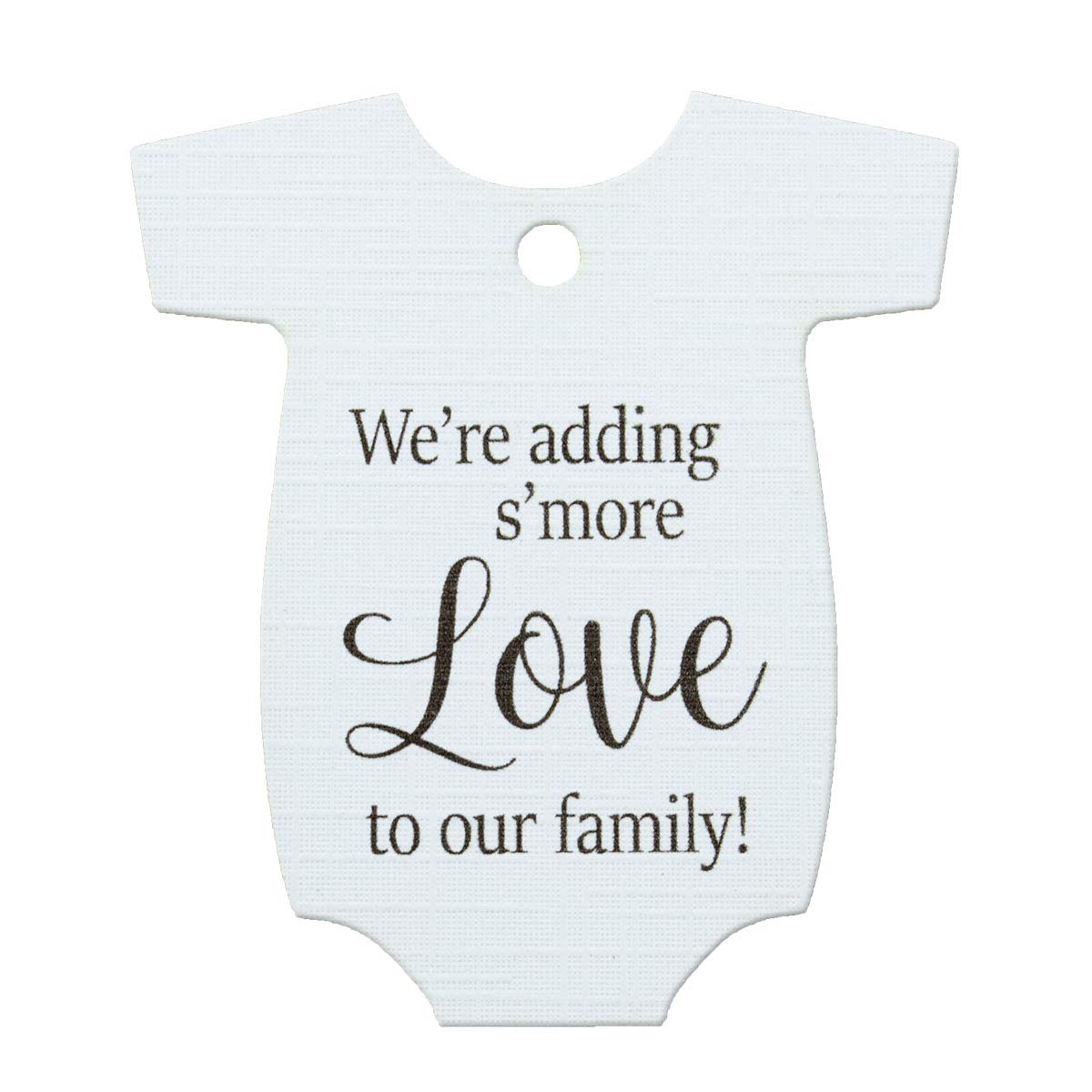 Summer-Ray 50pcs Baby Onesie Adding S'More Love to Our Family Baby Shower Favours Gift Tags Thank You Tags (White)