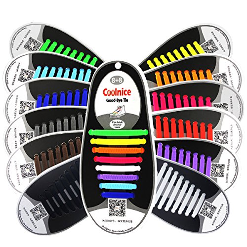 Shackcom No Tie Flat Shoelaces 4 Pack For Kids, Men & Women | Waterproof & Stretchy Silicone Tieless Shoe Laces | For Athletic & Dress Shoes, Hiking Boots & More | Eliminate Loose Shoelace Accidents - Thumbnail 2