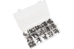 Uenhoy 110 Set Phillips Head Chicago Screws Assorted Kit, 8 Sizes M5 Binding Screw Posts, Leather Nail Rivets Chicago Button for DIY Craft Leather Belt Bookbinding, Black