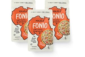 YOLÉLÉ Yolele Fonio African Supergrain Ancient Grains, Precooked Gluten-Free Non GMO Organic Vegan Protein High Fiber Keto Paleo-Friendly Rice Alternative 30 oz (10 oz, 3 Pack)