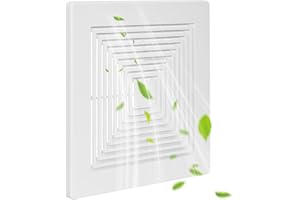 PTLEVYN Bathroom Exhaust Fan Cover White Matte Bathroom Ceiling Fan Grille with Spring Replacement Square Ceiling or Wall Mounted Exhaust Fan, Ceiling Fan Grille, Air Diverter cover(1 Piece 9x9 Inch)