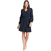 London Times Womens Long Sleeve Ruffle Detail V-Neck Dress | Multi Occasion Dress | Casual Dresses for Women