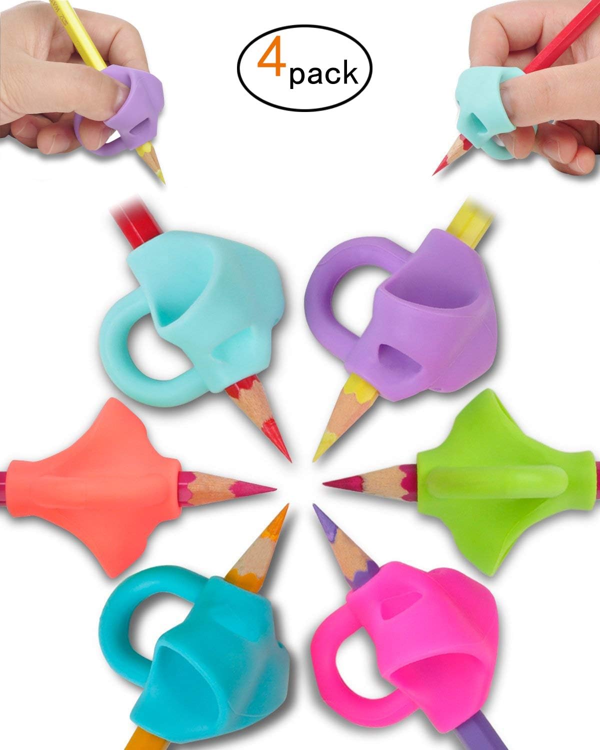 Pencil Grips for Kids Handwriting Silicone - JuneLsy Pencil Grip Posture Correction Training Writing Aids Claw for Toddlers Kids Preschoolers Adults Students Special Needs