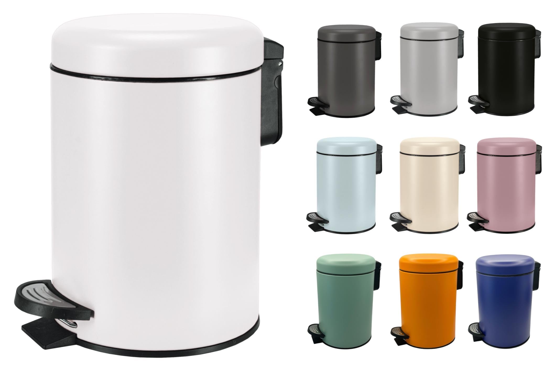 KW Soft Shade Small Round Pedal Bin (Soft White, 3 Ltr) — image 1