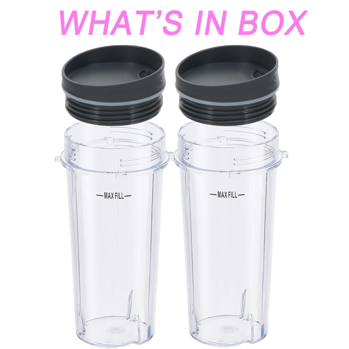 Replacement16oz Blender Cup for Ninja,Single Serve Blender Cup With Lids Set For BL770 BL780 BL660 BL740 BL810 Nutri Ninja Series Blenders (2-pack)
