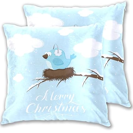 Amazon Com Merry Christmas Bird Pillow Case Set Of 2 Cushion