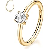 PEAKLINK 316L Surgical Steel Nose Ring Hoop 16 Gauge Conch Cartilage Helix Earring Unique Shape Tragus Rook Daith Septum Nose Piercing Jewelry for Women