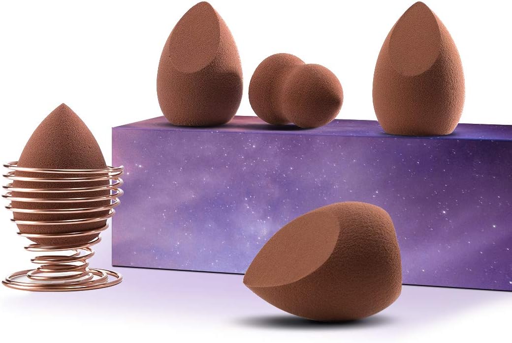 [6-Pack] SUERW Makeup Sponge Blender, 5Pcs Make up Blender + 1Pcs Sponge Support Display Stand Holder