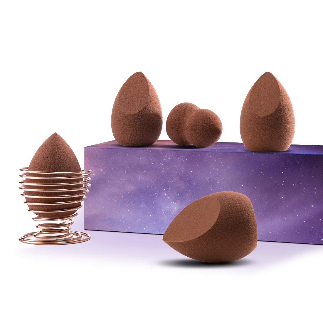 [6-Pack] SUERW Makeup Sponge Blender, 5Pcs Make up Blender + 1Pcs Sponge Support Display Stand Holder