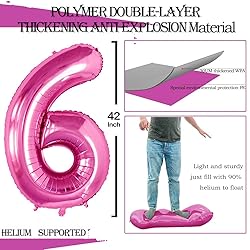 GOER Hot Pink Foil Balloons Number 6,Huge Number