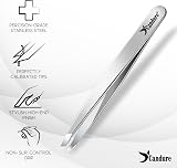 Candure Slanted Tweezers Stainless Steel with Leather Pouch view 3