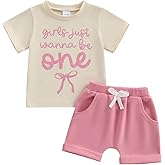 WZTYYDS In My One Year Old Era Baby Girl First Birthday Outfit 1st Birthday Shirt + Casual Shorts Set 1 Year Old Clothes