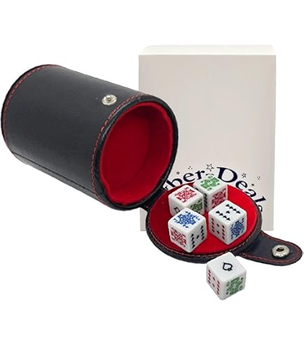 Juego De 5 Cubiletes De Piel Con 25 Dados – Forro De Terciopelo – Silencioso Y Portátil – Ideal Para Juegos De Mesa Y Viaje