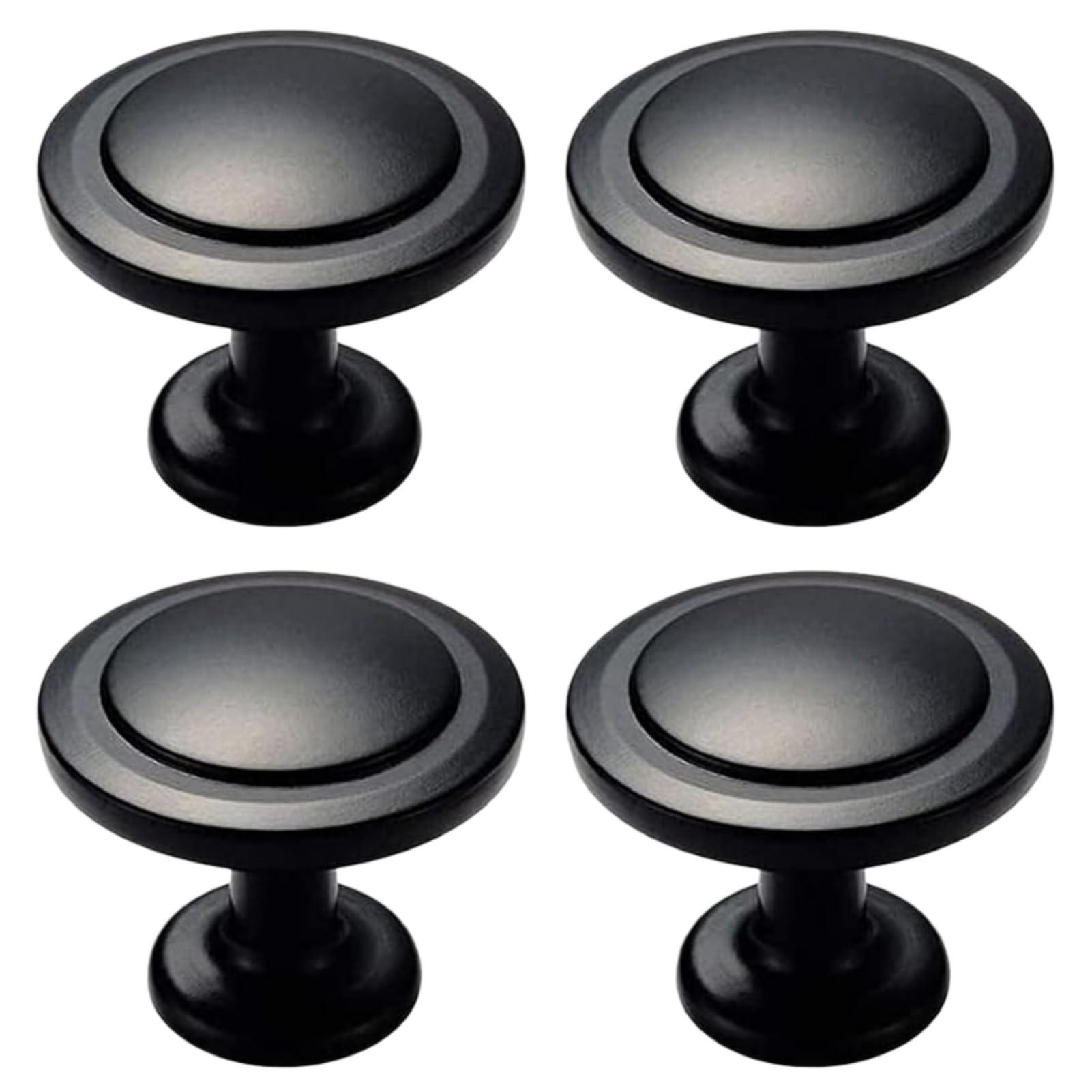 Kovake 4 Piece Cabinet Knobs Pulls, Black Cupboard Drawer Door Knob, Kitchen Furniture Aluminum Alloy Cabinet Knob, Door Handle with Mounting Screws