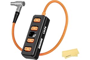 ZGCINE LM-P4 90°Right Angle 2 Pin Lemo Male to 4 Ports D-tap Female Connector D-tap Adapter Splitter for Select RED ARR Camer
