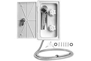 biosp RV Outdoor Shower Exterior Shower Box Kit Faucet with Shower Head Hot Cold Water Switch with Hose, Keys for RV, Camper, Van, Travel Trailer, Motorhome and Boat (White)
